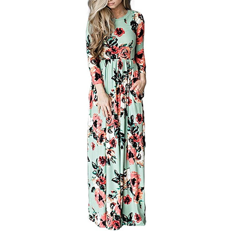 Women's 3/4 Sleeve Floral Dress Casual ...